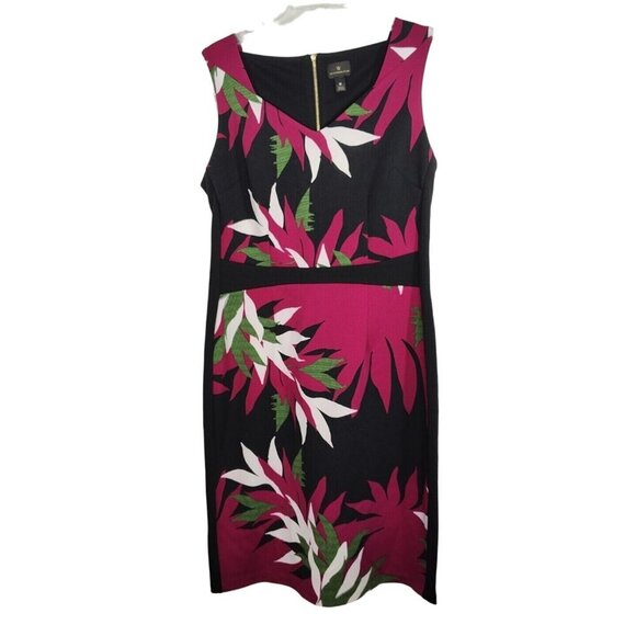 Worthington Industries Dresses & Skirts - Worthington Red Black Green Sheath Dress Women Size 12 Sleeveless Zip Closure